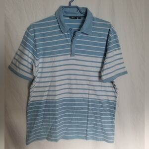 Mexx Mens Collard XL White and Blue Striped T-Shirt
